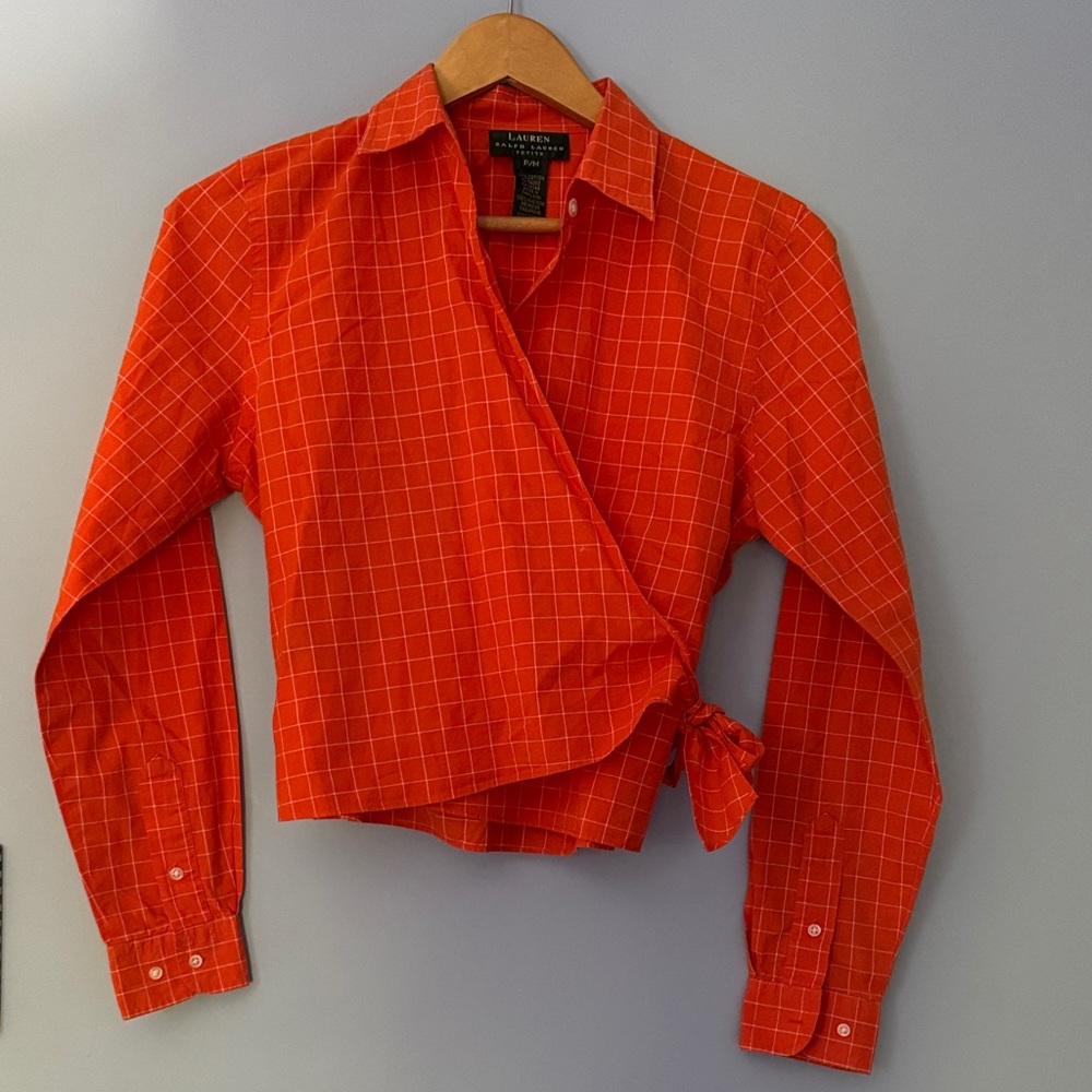LAUREN Ralph Lauren Cropped Wrap Blouse